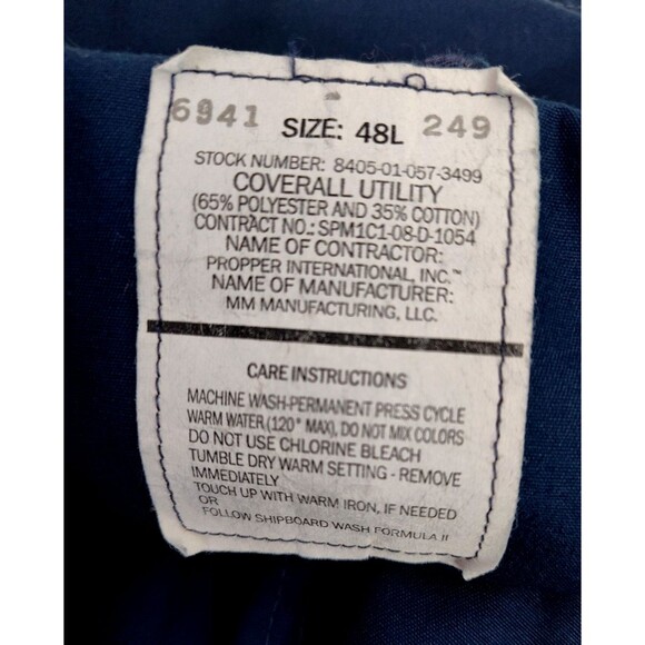 U S Nany Blue Utility Coveralls 48L Workwear Jumpsuit Mechanic Boiler Suit - Picture 6 of 12